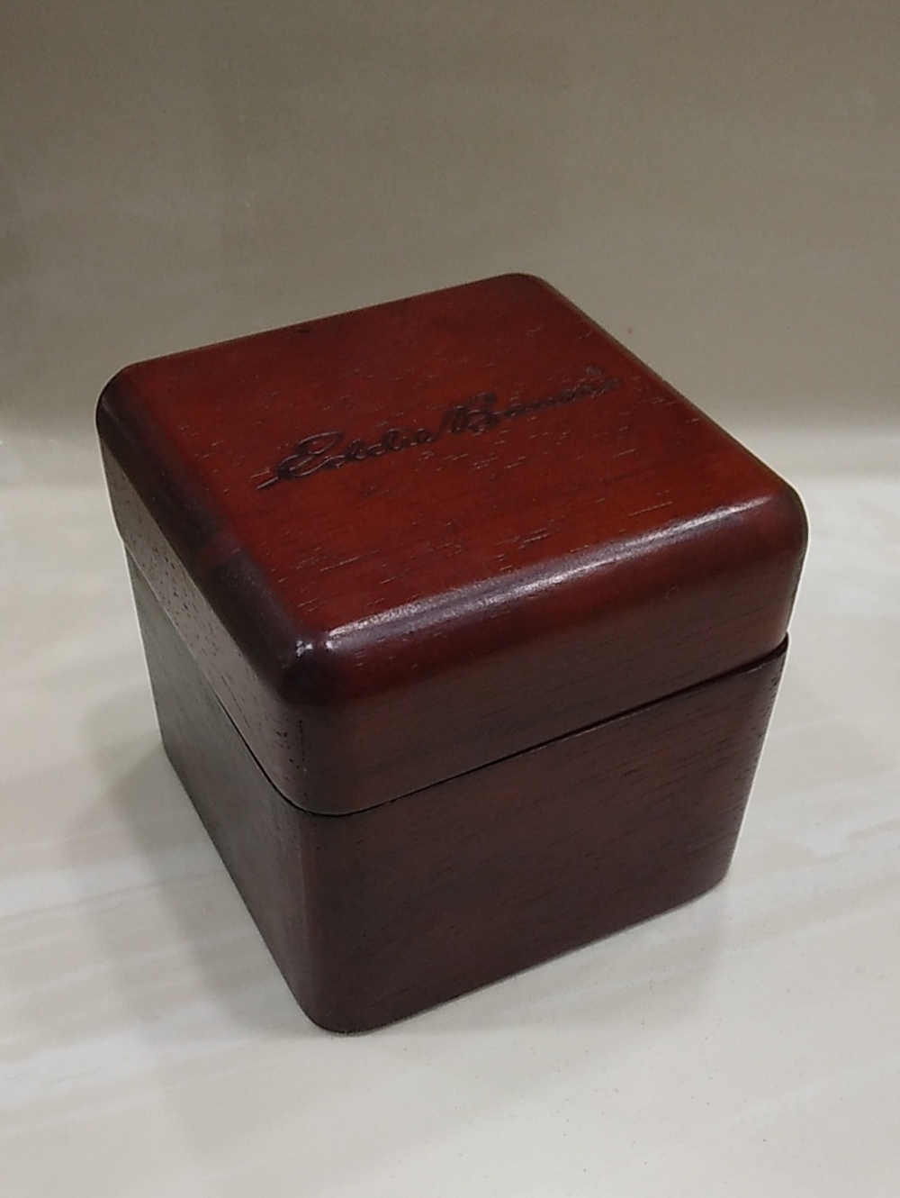 Eddie Bauer Dark Wood Square Jewelry Cufflinks Box